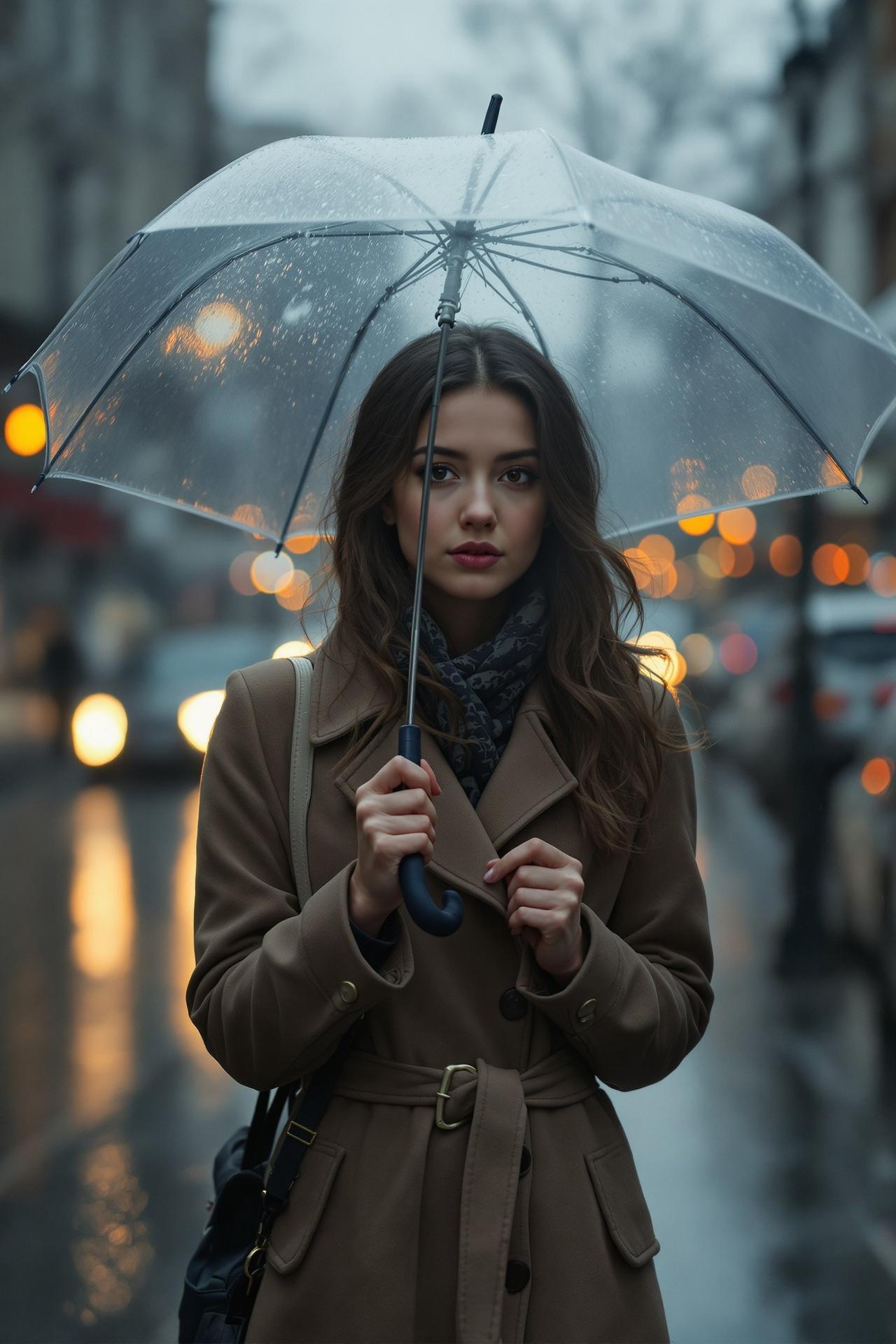 尤果网-全部作品写真-雨中漫步的文艺少女